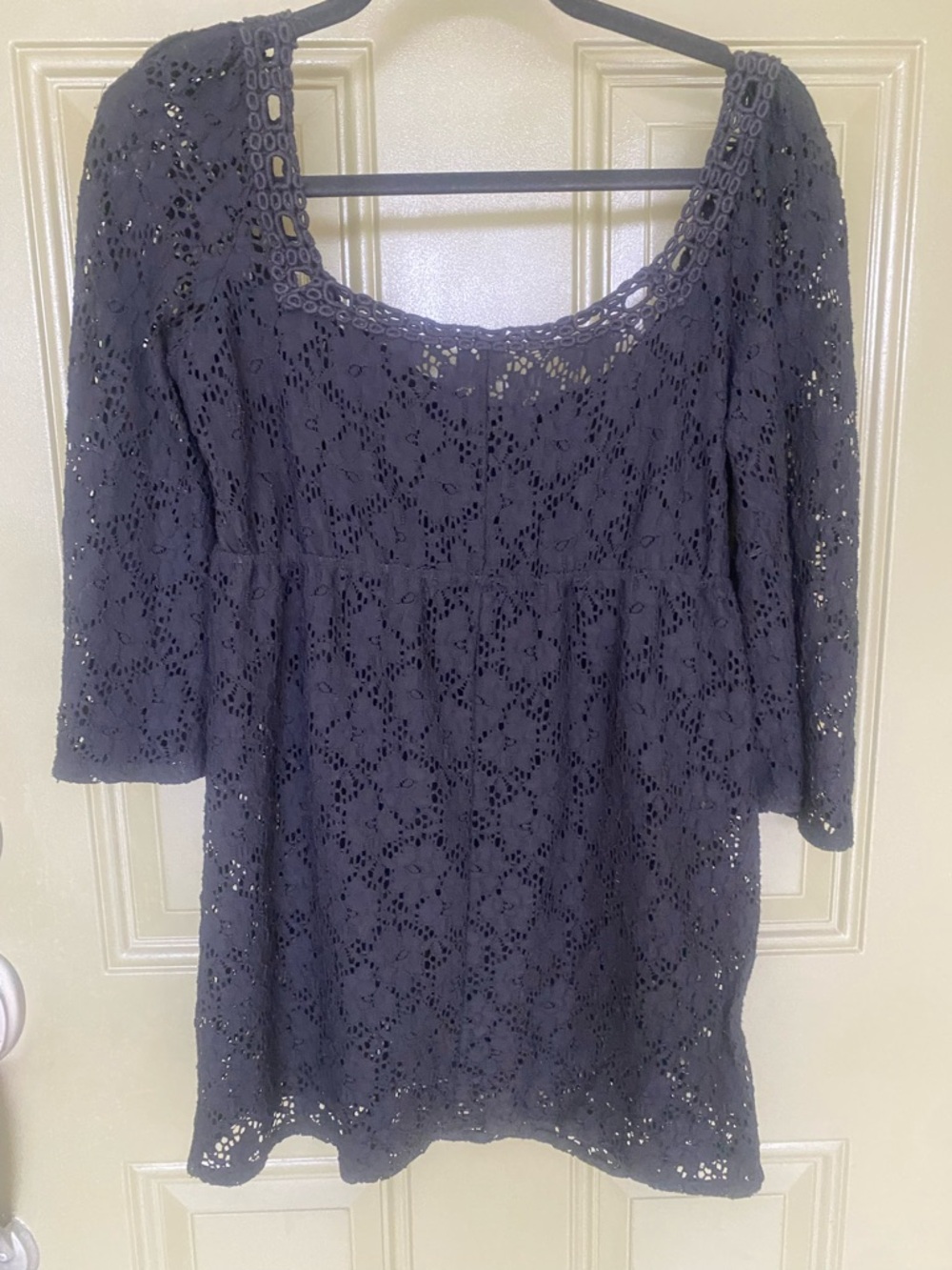 Women's Black Lace Crochet Scoop-Neck Top